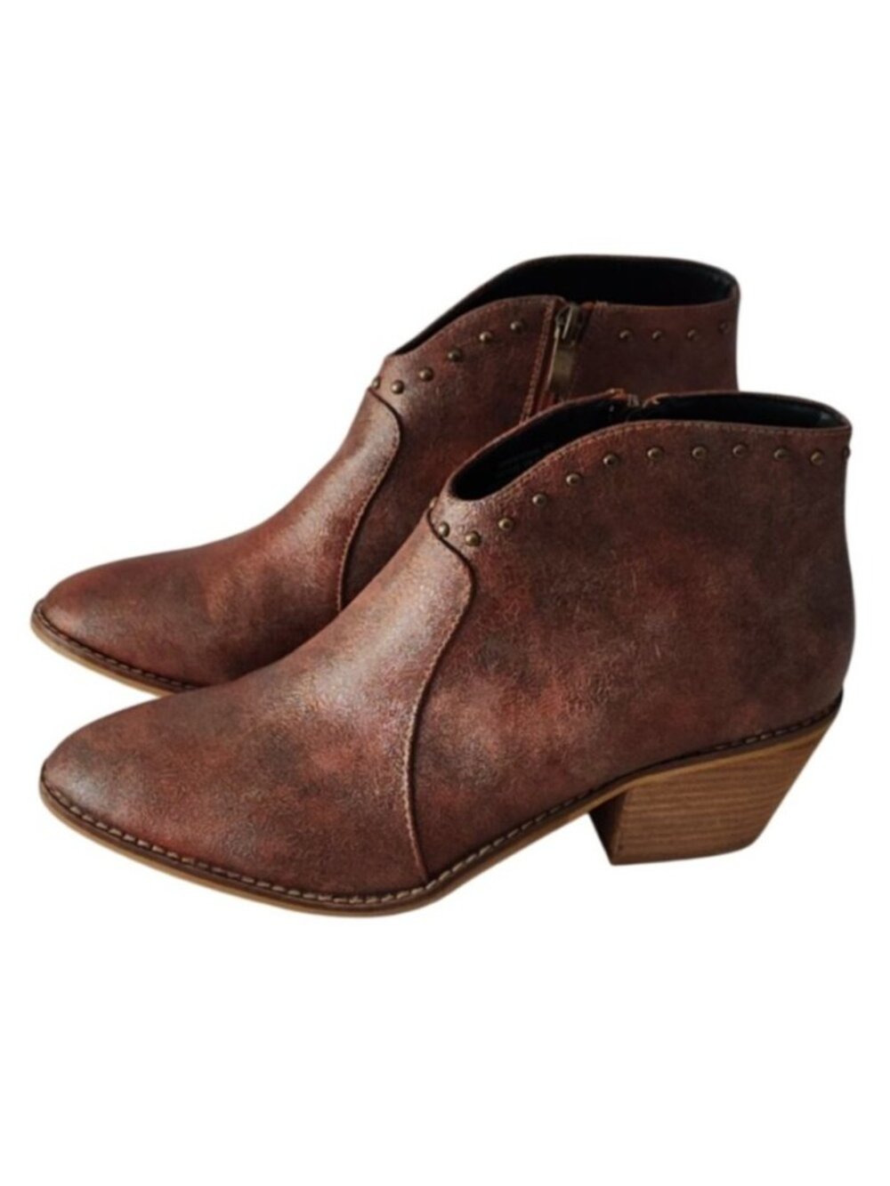 Boutique Corkys Swifton Women Brown Western Ankle Boot Studded Size 10 Block
